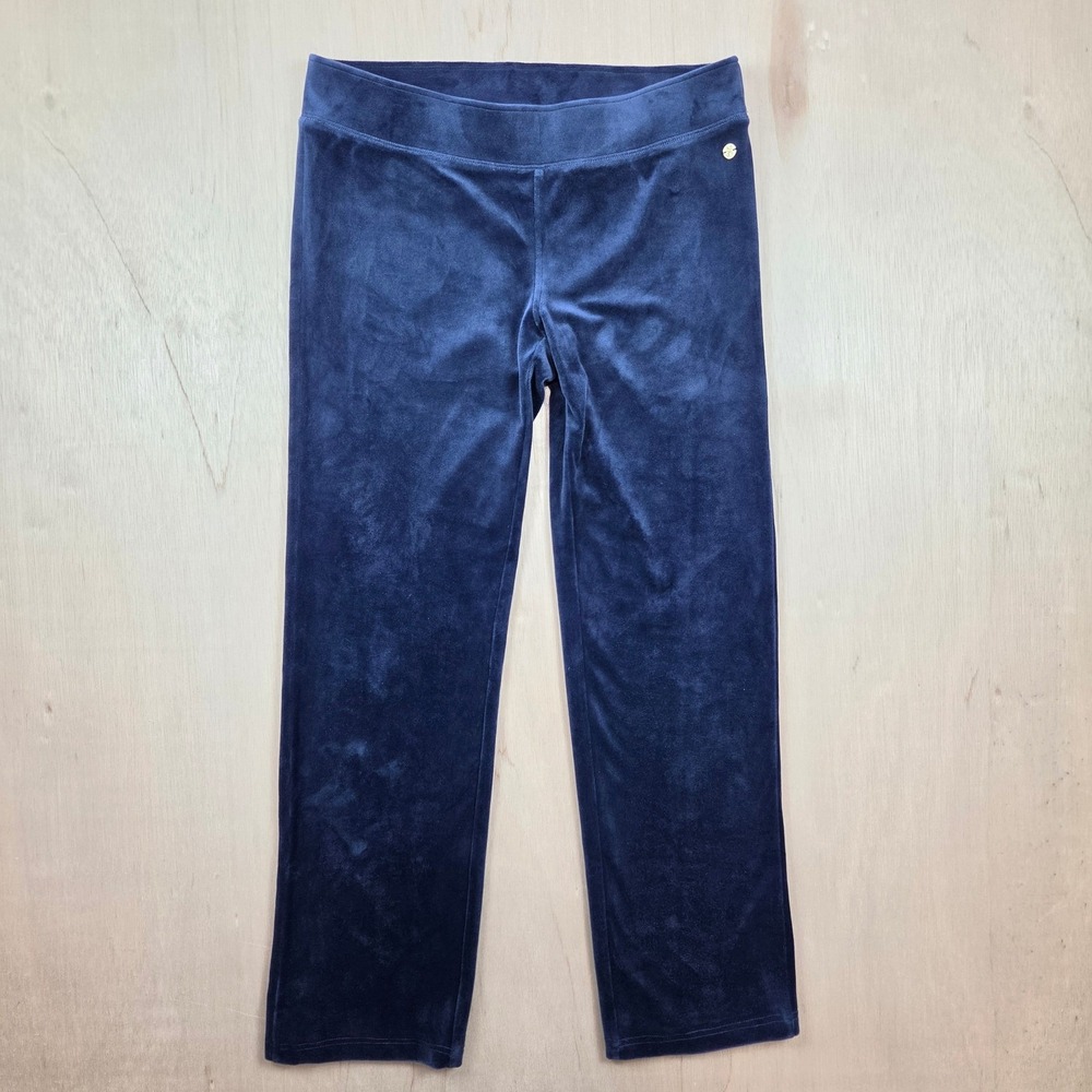 Lilly Pulitzer Navy Blue Velour Lounge Pants Straight Leg Navy Blue Medium cozy